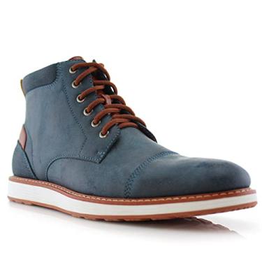 Imagem de Bota Chukka masculina de couro vegano no deserto, cano médio, casual, com espuma de memória Ferro Aldo Birt MFA506027, Azul, 8.5