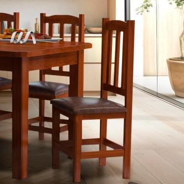 Imagem de Kit Com 2 Cadeiras De Jantar Estofadas Madeira Maciça Castanho Diamante Repleta