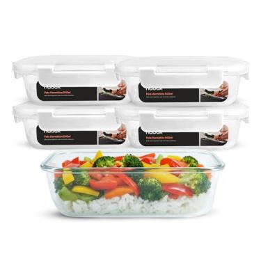 Imagem de Conjunto 5 Potes Vidro Hermético Abre Fecha Fácil 640ml Fit (Branco)