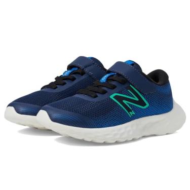 Imagem de New Balance Tênis de corrida unissex infantil 520 V8 com renda elástica, Nb azul marinho/folha de limão, 1 Little Kid
