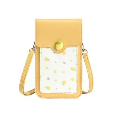Imagem de Linda bolsa transversal para celular feminina de couro para celular com tela sensível ao toque com bloqueio de RFID, Amarelo, Medium, Tendência