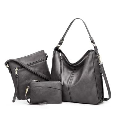 Imagem de Bolsas Hobo para Mulheres e Conjunto de Couro Trabalho Compras Estilosas Falso Forro Poliéster Ferragens Gunmetal Zíper Suave Prático Casual Versátil