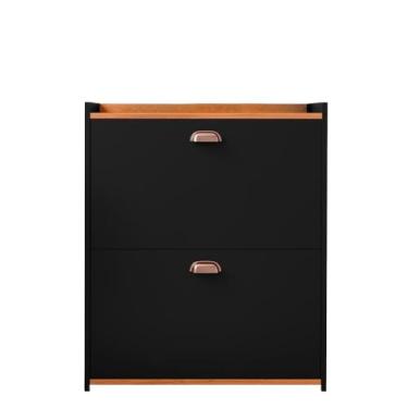 Imagem de Sapateira 2 Andares New Organizadora Com Banco 2 Portas Basculantes Hall De Entrada(CLOSET PRETO/)