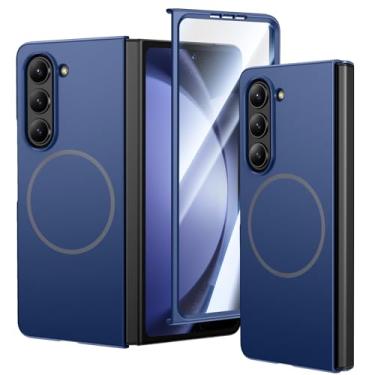 Imagem de VEGO Capa para Galaxy Z Fold 5, [compatível com MagSafe] [protetor de tela frontal de vidro temperado] [suporta carregamento sem fio] Capa magnética fina à prova de choque para Samsung Galaxy Z Fold5