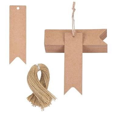 Imagem de RLECS 100 conjuntos de fita de papel kraft de 7 x 2 cm com cordão de 8,6 polegadas adequado para joias, etiquetas, decorações de panificação, lembrancinhas de casamento