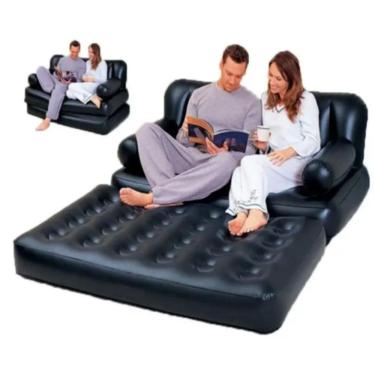 Imagem de Sofa Cama Casal Inflavel 5 Em 1 Multifuncional Poltrona Dupla 300kg Reclinavel Sala Quarto Viagem