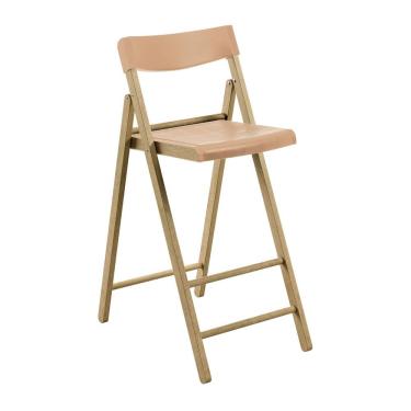 Imagem de Banqueta Dobrável Alta Com Encosto Tramontina Potenza Camurça Madeira Tauari Natural