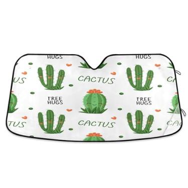 Imagem de SEHANY Pára-brisa de carro cacto planta verde para-sol dobrável janela frontal protetor de viseira solar para carro, SUV, caminhão - Mantenha o veículo fresco, 139 x 70 centímetros