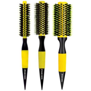 Imagem de Kit 3 Escova De Cabelo Profissional Marco Boni Térmica Em Cerâmica Premium Cerdas Duplas De Javali