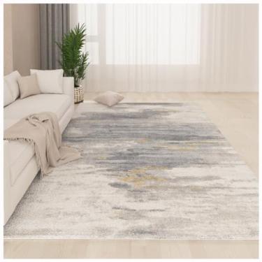 Imagem de SPXMQSS Tapetes grandes para sala de estar, antiderrapante, antiderrapante para quarto, tapetes macios de lã sintética lavável para sala de estar, quarto, escritório - fácil de limpar, bege/cinza