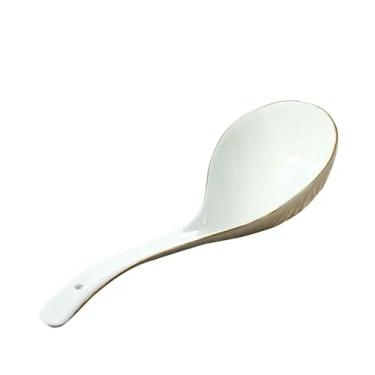 Imagem de Concha de sopa Colher De Sopa Grande Para Uso Doméstico, Cabo Longo, Cerâmica Pintada A Ouro, Mingau Hotel, Arroz Fino