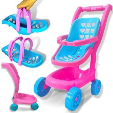 Imagem de Carrinho de Boneca vira Bebê Conforto 2 em 1 Brinquedo Menina Rosa Faz de Conta