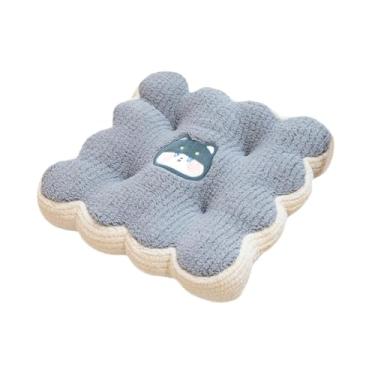 Imagem de KiBcsLic Almofada para cadeira de escritório, almofada de pelúcia macia, antiderrapante, com desenho animado para cadeiras de jantar, carro, quarto e, Cinza