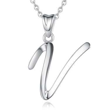 Imagem de EUDORA Colar feminino com inicial de prata esterlina S925, pingente de borboleta e letra V, inicial 26 letras, alfabeto, joias, presentes para mulheres, irmã, filha, esposa, mãe, corrente de 45,7 cm