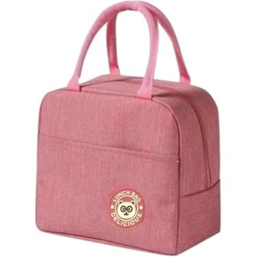 Imagem de Bolsa Térmica Marmiteira para Academia, Trabalho, Reutilizável, Prova de Vazamentos, Com Alça, Lancheira, Dieta, Passeios, Escola, Fitness, Grande, ImpermeáveL (ROSA)