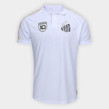 Imagem de Camisa Polo Santos Masculina - SPR, Branco, Dourado, G