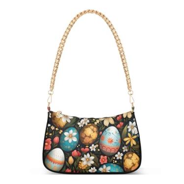 Imagem de CEBUGI Bolsas transversais para mulheres, bolsa de ombro para ovos de Páscoa, bolsa clutch estilosa com alça de corrente