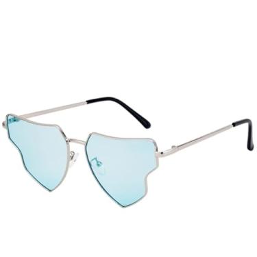 Imagem de JRLLFD Óculos de sol punk feminino, armação de metal luxuosa, óculos de sol para áreas externas, feminino, UV400 (prata, azul claro)