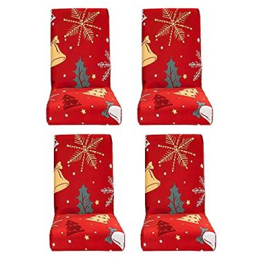 Imagem de Sanpyl Capa Elástica para Cadeira de Jantar, 4 Peças, Fácil Instalação, para Hotel-sala de Jantar, Padrão de Presente de Natal, Material de Poliéster (Sanpyley10q48ohf-4)