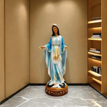 Imagem de ICE Armor 51 cm A estátua graciosa da Virgem Maria azul e branca para decoração de casa/quarto e ideias de presente para inauguração de casa, feriados e aniversários