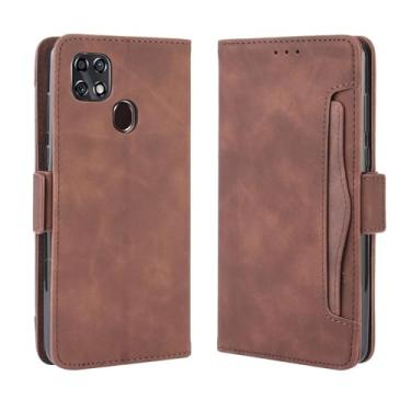 Imagem de Capa para ZTE Blade 20,Retro magnético Flip Case,Design de carteira de couro PU com slots de cartão removíveis -Brown