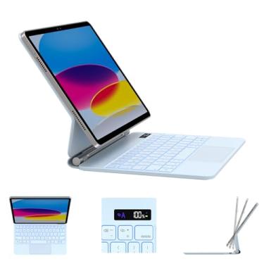 Imagem de DVWDVW Capa com teclado para iPad 11ª 10ª geração – teclado mágico retroiluminado de 7 cores para iPad 11 polegadas A16 2025 10ª geração 10,9 polegadas 2022 (azul)