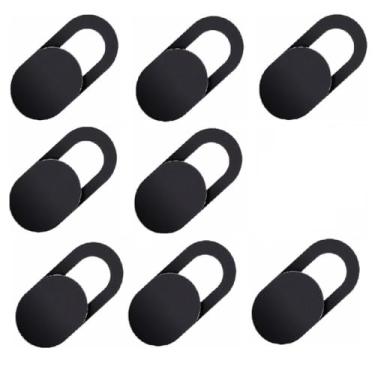 Imagem de [Pacote com 8] Capa deslizante para webcam ultrafina para laptop, desktop, PC, Macboook Pro, iMac, Mac mini, computador, smartphone, protege sua privacidade e segurança, forte adesivo - preto