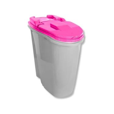Imagem de Dispenser de Ração para Cães e Gatos – Porta Ração 1.5L,3.5L,8L com Caneca Dosadora, Tampa Hermética(ROSA,1,5L)
