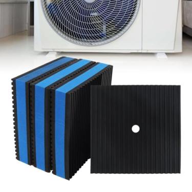 Imagem de CLAHJQX 8 unidades de almofada antivibração de borracha 10 x 10 x 19 cm, almofadas de borracha com nervuras resistentes com orifício para HVAC/compressor de ar/lavadora e secadora/unidades de ar