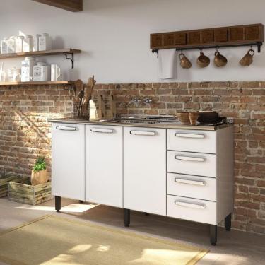 Imagem de Balcão De Aço 3 Portas 4 Gavetas Branco Evidence Bertolini Branco