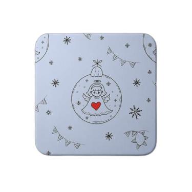 Imagem de Ladrilho Decorativo de Cerâmica Estampa Natal Com Bola de Natal e Anjos