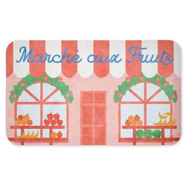 Imagem de Tapete antifadiga French Fruit Market Kitchen, ergonômico acolchoado para cozinha e tapete de pé com suporte antiderrapante, tapete confortável ecológico, design da Lil' Rue, 76.2 cm x 45.7 cm