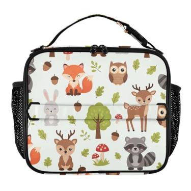 Imagem de Joisal Lancheira de animais fofos raposas floresta bege para mulheres, meninas, lancheira masculina e infantil, lancheira para trabalho, bolsa térmica para meninos