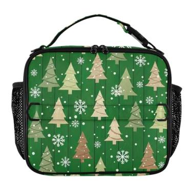Imagem de Joisal Lancheira de árvores de Natal verde para mulheres, meninas, lancheira masculina e infantil, lancheira para trabalho, bolsa térmica de alimentos portátil para meninos
