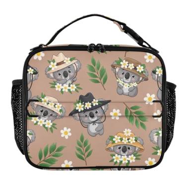 Imagem de Lancheira de desenho animado fofo coalas floral marrom para mulheres, lancheira personalizada para meninas, crianças, homens, lancheira para trabalho, bolsa térmica para meninos