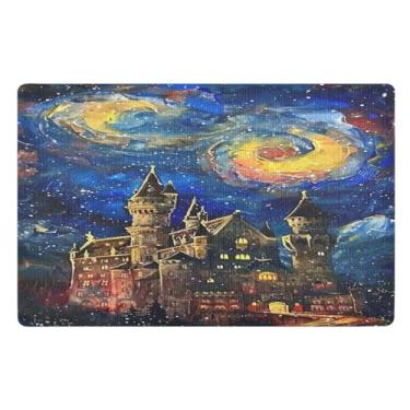 Imagem de Joisal Céu estrelado castelo mágico tapetes de entrada interna resistente à sujeira tapete de chão exterior 81,3 cm x 50,8 cm