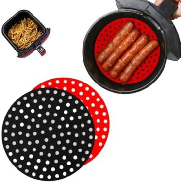 Imagem de Forma de Silicone para Airfryer Reutilizável Antiaderente – Acessório Prático para Cozinha, Resistente ao Calor, Compatível com 3 a 5 Litros| Preto