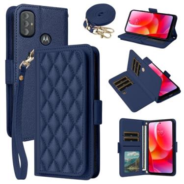 Imagem de Dibosom Capa carteira para Motorola Moto G Power 2022/MotoG Play 2023/G Pure 2021 Argyle com alça de pulso/ombro e compartimentos para cartões, porta-cartões, suporte minimalista, capa de celular