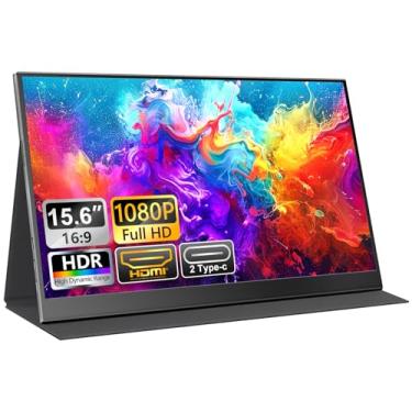 Imagem de UFYQL Monitor Portátil De 15,6" Com Tela Ips Fhd 1080P E Case Usb-C Hdmi, Ultrafino Para Jogos Viagem, Laptop, Macbook, Celular, Xbox, Ps4/5, Switch