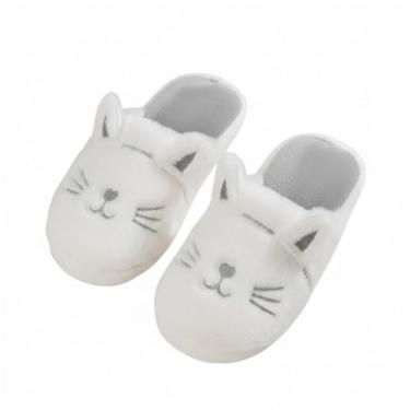 Imagem de Pantufa Feminina Infantil de Gato Antiderrante Macia Confortavél (Branco, 33-34, BR, Adulto, Numérico, 34)