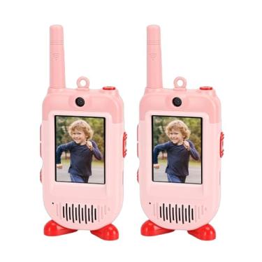 Imagem de Jectse Rádio de Vídeo para Crianças, Brinquedo de Intercomunicador de Vídeo Recarregável de 2 Vias Com Base de Pés Bonitos de Ativação de 1, para Jogos de Família, Acampamento, (PINK)