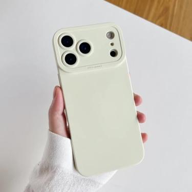 Imagem de SFDSUH Capa protetora de lente de câmera para iPhone 16 Pro Max, em silicone macio e resistente a impactos (para iPhone 16 Pro Max/branco antigo)
