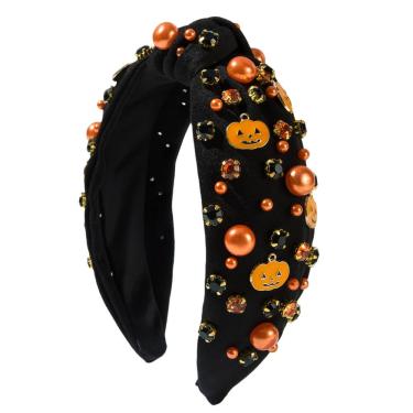 Imagem de Bandana de Halloween, abóbora, pérola e strass, atada