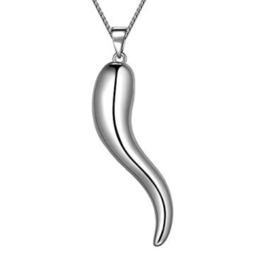 Imagem de beautlace Colares de chifre italiano da sorte prata/ouro 18 quilates/preto banhado a arma talismã proteção amuleto joia para homens e mulheres KP0201, Cooper, Zircônia cúbica