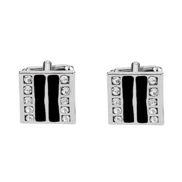 Imagem de Abotoaduras para homens, 1 par de abotoaduras de camisa clássica moda masculina para presente de festa de casamento de negócios, 1.4CM, Zinco, Sem Pedra Preciosa