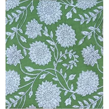 Imagem de Tecido estampado bloco à mão da Yard PRECUT 100% algodão 100% algodão tecido indiano leve para fazer tops de vestidos de verão Tecido indiano para artesanato Home Decore. (Design 124, 1 metro