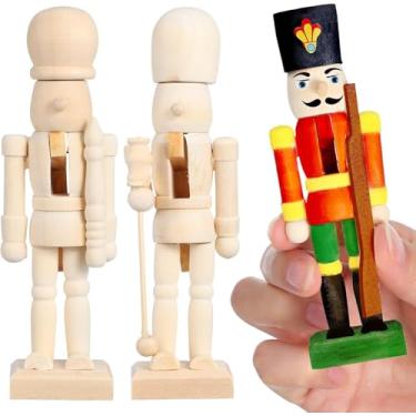 Imagem de Beavorty Quebra-nozes de Natal inacabado, 3 peças, quebra-nozes de madeira, fantoche de soldado, 12 cm, artesanato DIY para meninos/meninas (padrão aleatório)