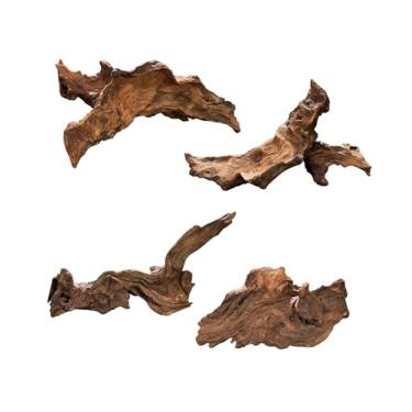 Imagem de AWXZOM 4 peças de madeira flutuante natural de 12,7 a 15 cm para aquário peças de madeira flutuante de aquário pequeno para decoração de madeira de peixes répteis