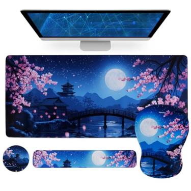 Imagem de Petmolico Conjunto de mouse pad com teclado de computador, mouse pad com descanso de pulso, almofada de pulso para digitação e porta-copos de copos, design ergonômico para alívio da dor de digitação