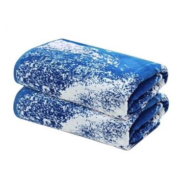 Imagem de COTTON CRAFT Toalhas de praia grandes - pacote com 2 2GG 85 x 84 - onda de verão - The Big Kahuna toalha de praia extra grande de 2,8 m - grande e alta - 100% algodão jacquard veludo toalha de banho